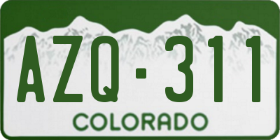 CO license plate AZQ311