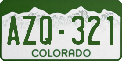 CO license plate AZQ321