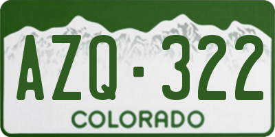 CO license plate AZQ322