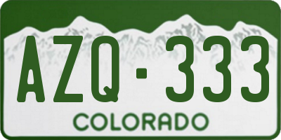 CO license plate AZQ333