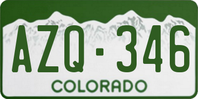 CO license plate AZQ346
