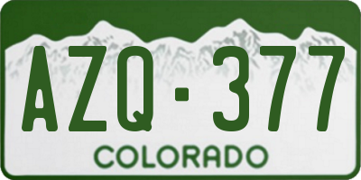 CO license plate AZQ377