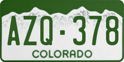 CO license plate AZQ378