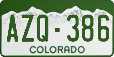 CO license plate AZQ386