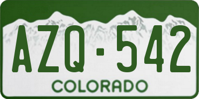 CO license plate AZQ542