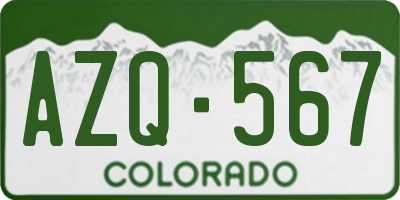 CO license plate AZQ567