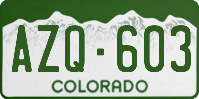 CO license plate AZQ603