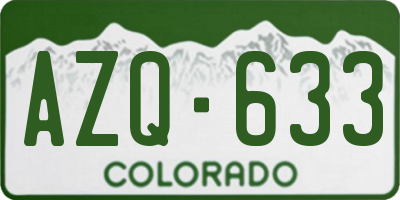 CO license plate AZQ633