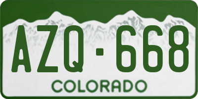 CO license plate AZQ668