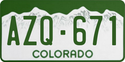 CO license plate AZQ671