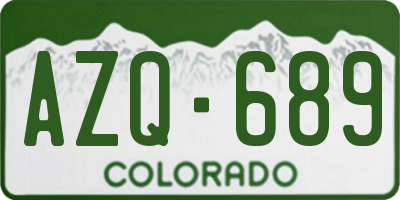 CO license plate AZQ689