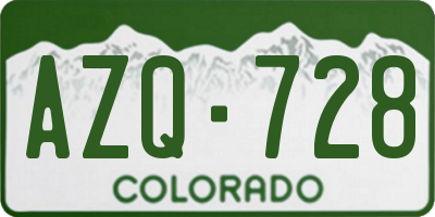 CO license plate AZQ728