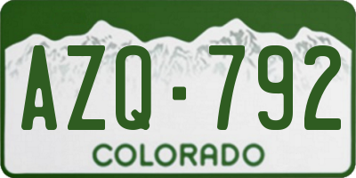 CO license plate AZQ792