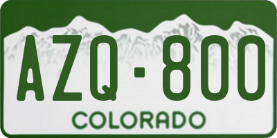 CO license plate AZQ800