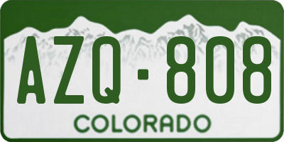 CO license plate AZQ808