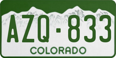 CO license plate AZQ833