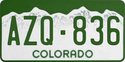 CO license plate AZQ836