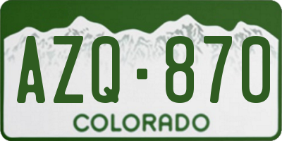 CO license plate AZQ870