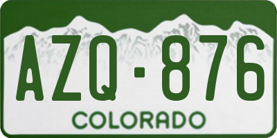 CO license plate AZQ876