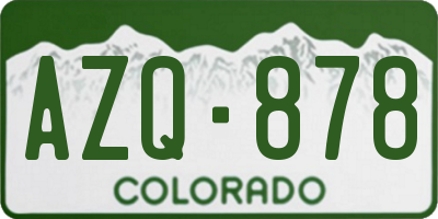 CO license plate AZQ878