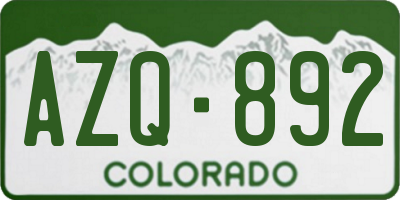 CO license plate AZQ892