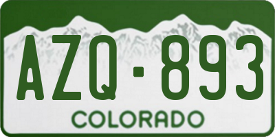 CO license plate AZQ893