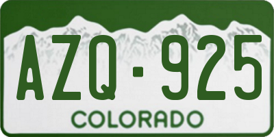 CO license plate AZQ925