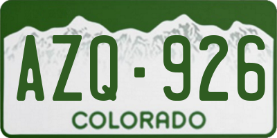 CO license plate AZQ926