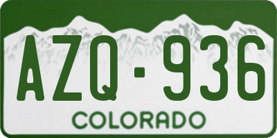 CO license plate AZQ936