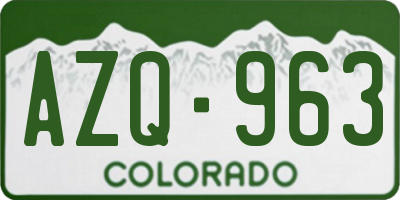 CO license plate AZQ963