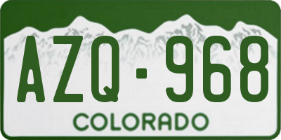 CO license plate AZQ968