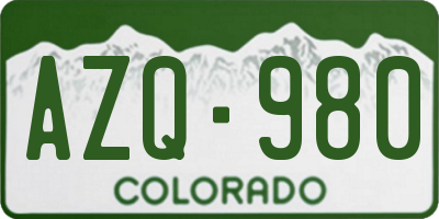 CO license plate AZQ980