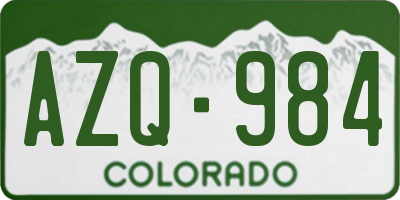 CO license plate AZQ984