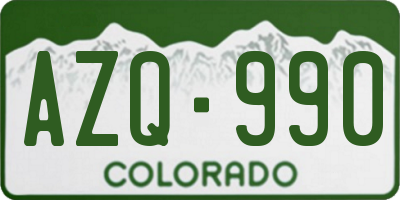 CO license plate AZQ990