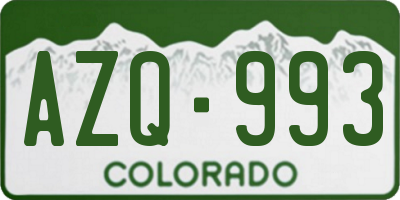 CO license plate AZQ993