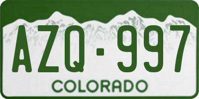 CO license plate AZQ997