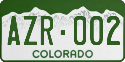 CO license plate AZR002