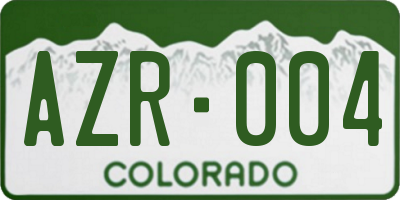 CO license plate AZR004