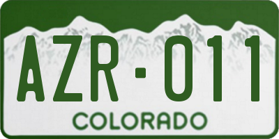 CO license plate AZR011