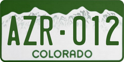CO license plate AZR012