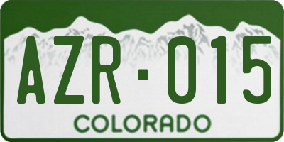 CO license plate AZR015