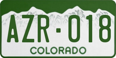 CO license plate AZR018