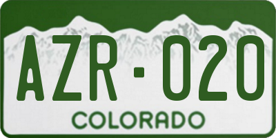 CO license plate AZR020