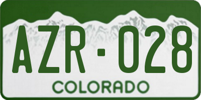 CO license plate AZR028