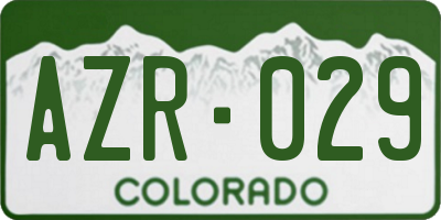 CO license plate AZR029