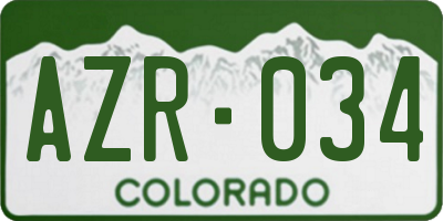 CO license plate AZR034