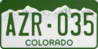CO license plate AZR035
