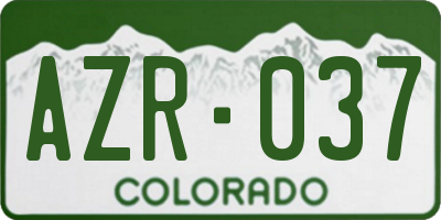 CO license plate AZR037