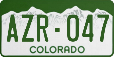 CO license plate AZR047