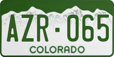 CO license plate AZR065
